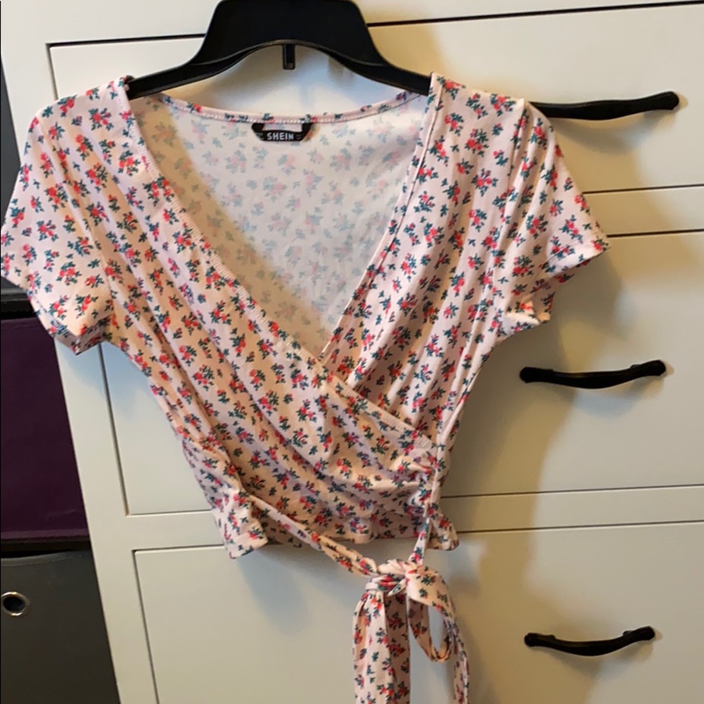 Shein Short Sleeve Wrap Top